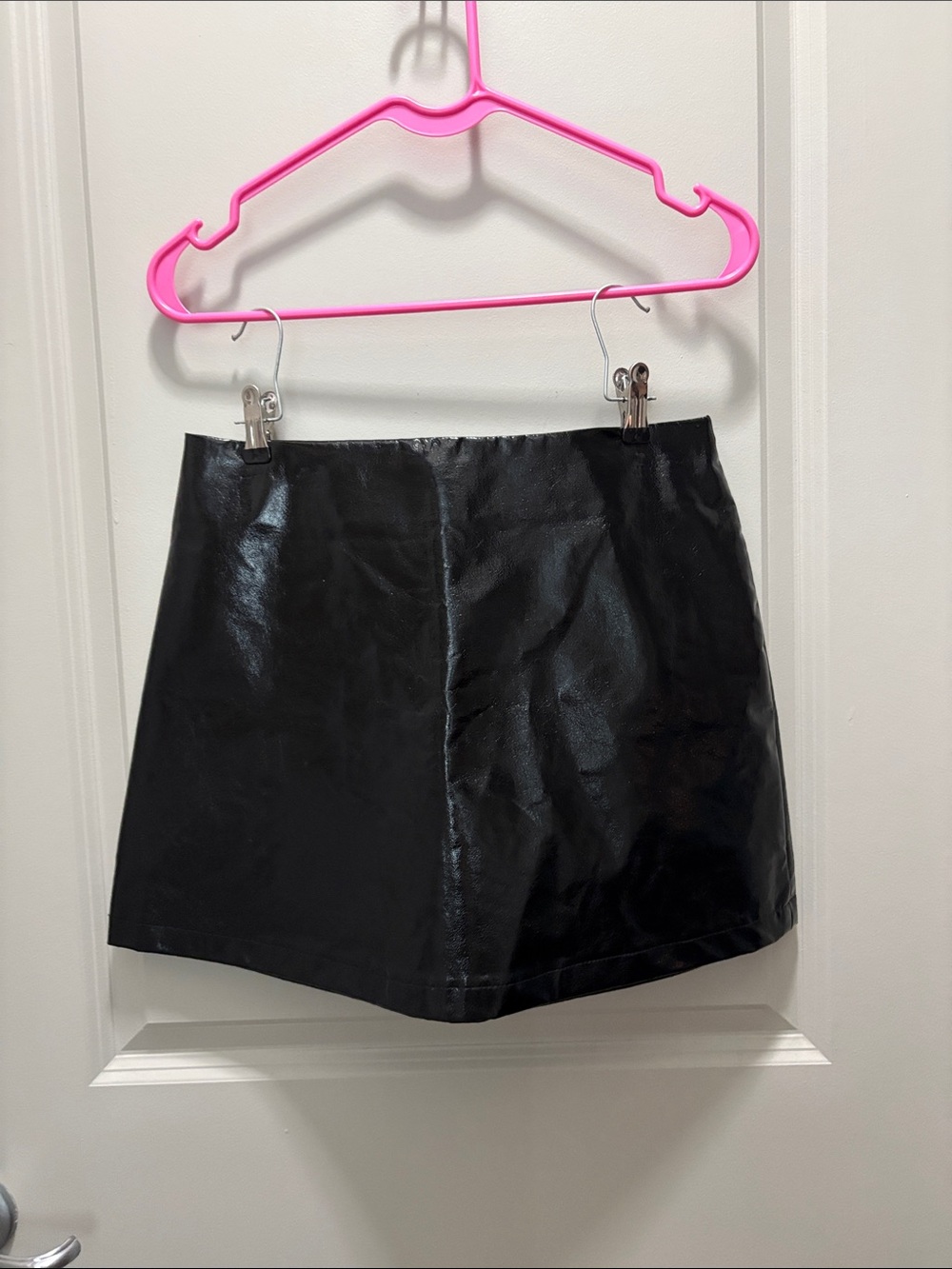 Black Faux Leather Mini Skirt - Sleek A-Line